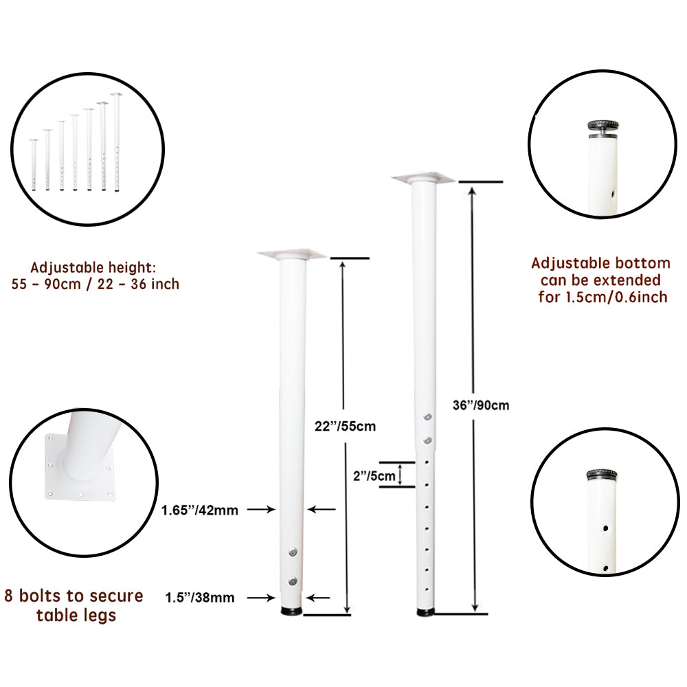 Jahof Adjustable Table Leg, 55-90cm, 22-36 inch, Home Office Furniture Desk Leg